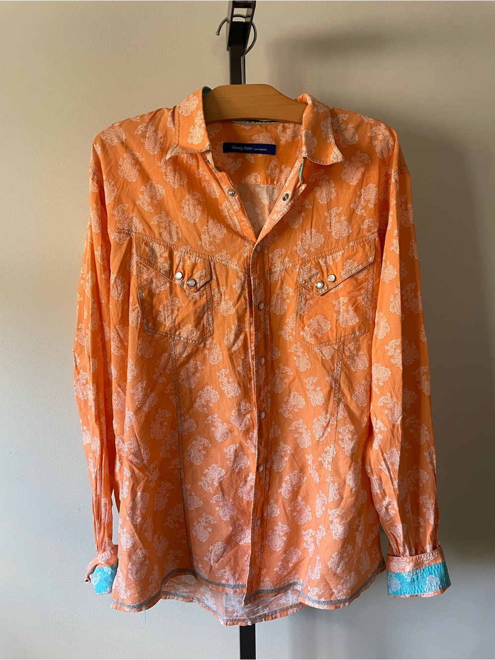 Georg Roth Los Angeles Cotton Paisley Pearl Snap Western Shirt XL